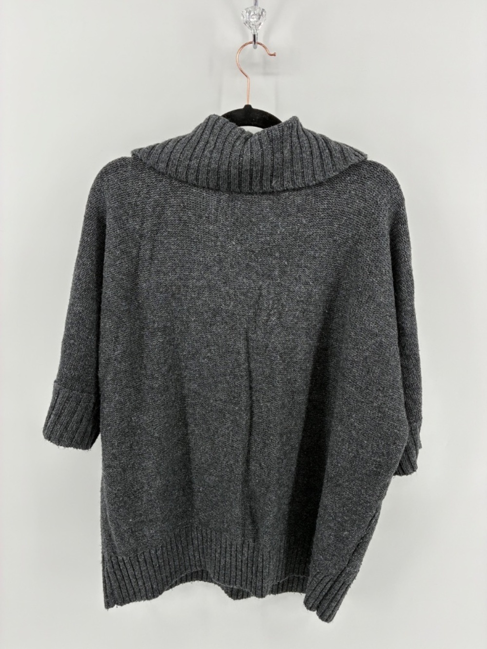 MASSIVE $10 SALE Women's Gray Cable Knit Cowl Neck 3/4 Open Sleeve Sweater - Picture 5 of 8